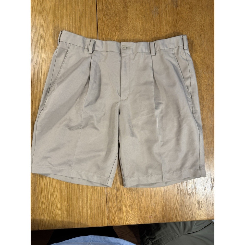 Nike Golf Shorts Men's 38 Khaki Flat Front Performance Dri-Fit Pickleball Tennis